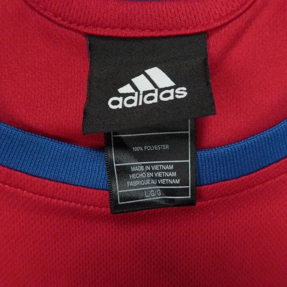 Kansas Jayhawks Jersey Mens Large Red Blue adidas Sleeveless Basketball Athletic